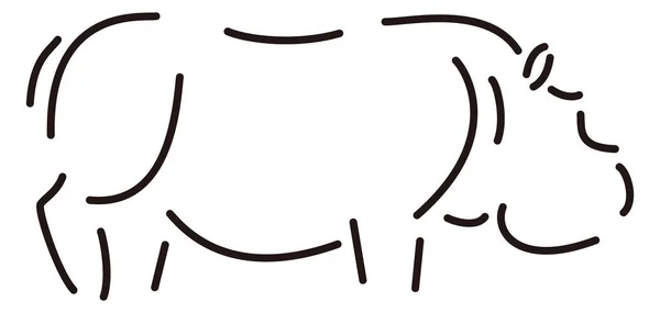 Hippo Linie Umění Zvíře Vektor Ilustrace Transparentní Pozadí — Stockový vektor