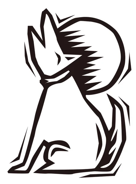 Howl Line Art Animal Vector Illustration Transparent Background — 스톡 벡터