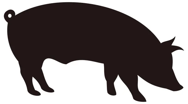 Pig Silhouette Animal Vector Illustration Transparent Background — Stock Vector