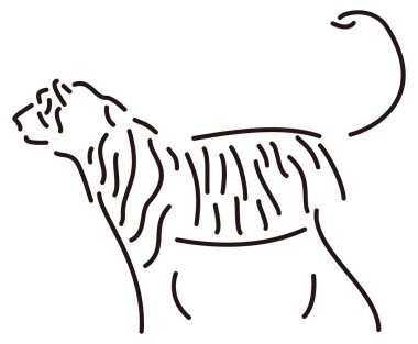 Kaplan çizgisi sanat hayvan vektör illüstrasyonu şeffaf arkaplan