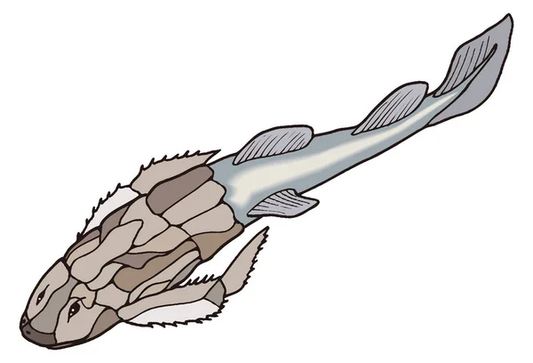 Bothriolepis Peixe Dinossauro Vetor Antigo Ilustração Fundo Transparente — Vetor de Stock