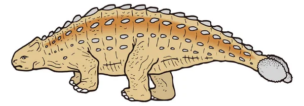 Dinosaurus Ankiloza Kuno Vektor Ilustrasi Latar Belakang Transparan - Stok Vektor