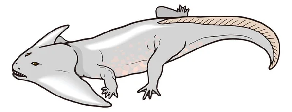 Diplocaulus Dinosaure Antique Vecteur Illustration Fond Transparent — Image vectorielle