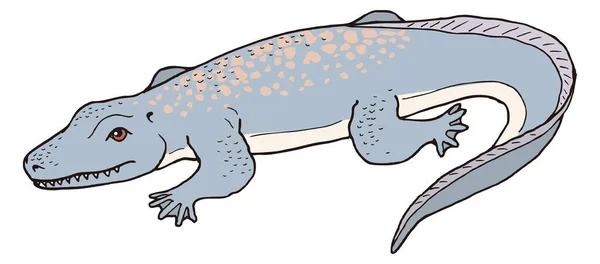 Ichthyosaurus Krokodýl Dinosaurus Starověké Vektorové Ilustrace Transparentní Pozadí — Stockový vektor