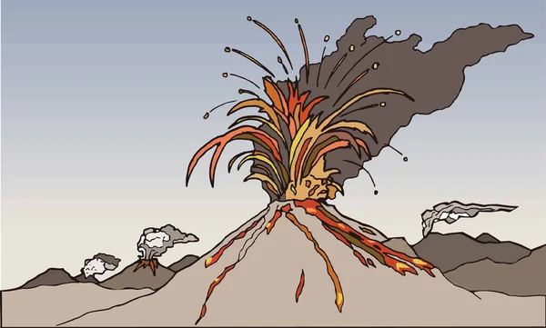 Lava Vulkan Dinosaurie Antika Vektor Illustration Transparent Bakgrund — Stock vektor