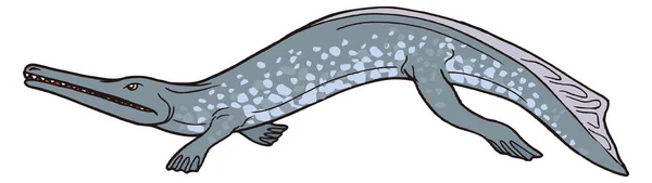 Buaya Metriorhynchus Dinosaurus Ikan Vektor Kuno Ilustrasi Latar Belakang Transparan - Stok Vektor