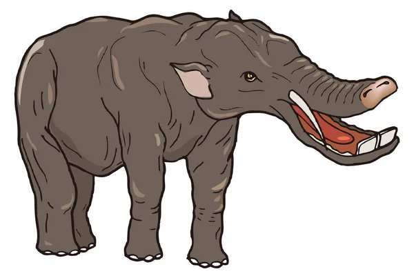 Platybelodon Słoń Dinozaur Starożytny Wektor Ilustracja Przejrzyste Tło — Wektor stockowy
