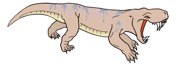Trochosaurus Dinosaurus Kuno Vektor Ilustrasi Latar Belakang Transparan - Stok Vektor