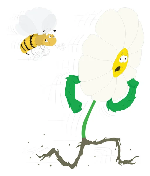 Flower Fight Bee Vector Illustration Transparent Background — Vector de stock