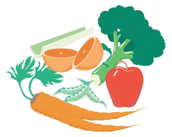 Fruits Vegetables Vector Illustration Transparent Background — ストックベクタ