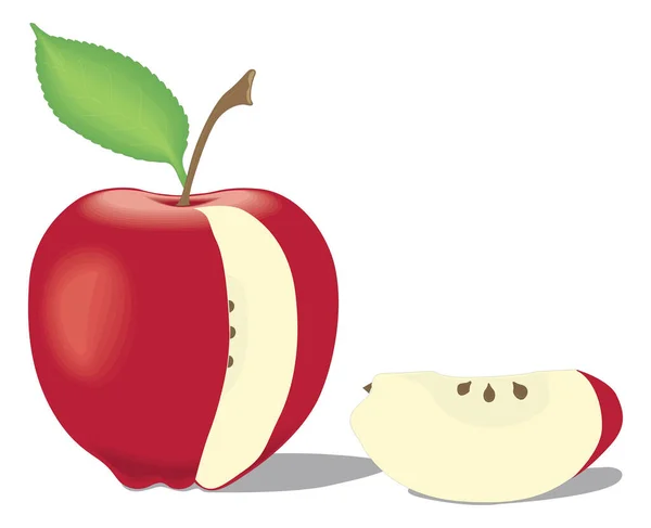 Red Apple Vector Illustration Transparent Background — ストックベクタ