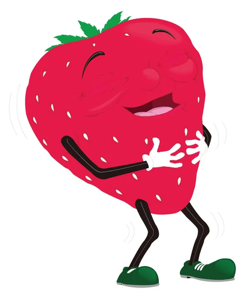 Red Strawberry Smile Laugh Vector Illustration Transparent Background - Stok Vektor