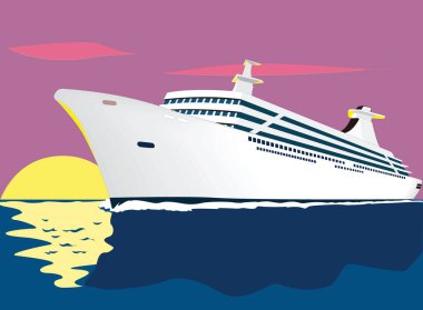 Cruise Sea seyahat vektör illüstrasyonu şeffaf arkaplan