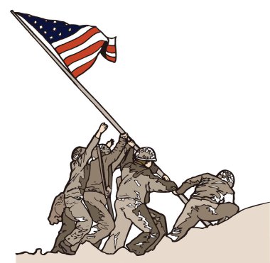 Deniz Kuvvetleri Savaşı Iwo Jima anıtı Arlington Virginia Amerika seyahat vektör illüstrasyonu şeffaf arka plan