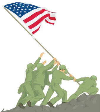 Deniz Piyadeleri Savaş Anıtı Iwo jima Arlington Virginia Amerika seyahat vektör illüstrasyonu şeffaf arka plan