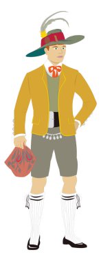 Avusturyalı erkek geleneksel giysi vektörü illüstrasyonu şeffaf arkaplan