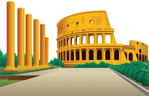 Colosseo Roma Italia Viaggio Vettore Illustrazione Trasparente Sfondo — Vettoriale Stock