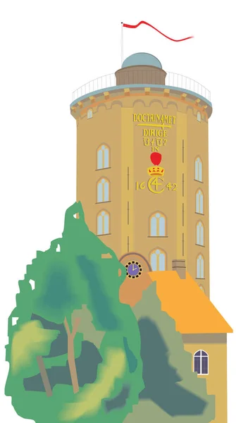 Doctrinamet Dirige Tower Copenhagen Denmark Travel Vector Illustration Fundo Transparente — Vetor de Stock