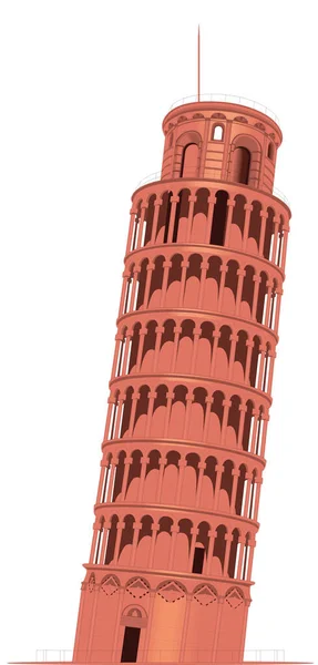 Schiefer Turm Pisa Italien Reisevektor Illustration Transparenter Hintergrund — Stockvektor