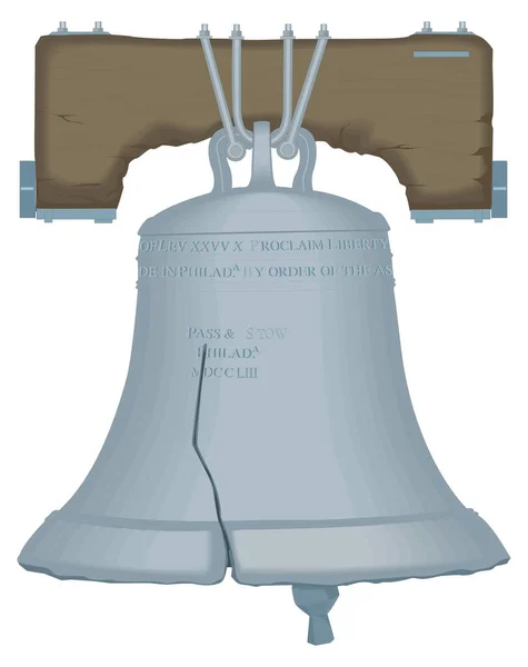 Liberty Bell Crack Philadelphia America Travel Vector Illustration Transparent Background — Stock Vector