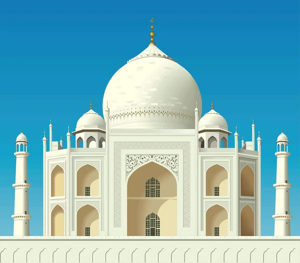 Taj Mahal Mosque India Travel Vector Illustration Transparent Background — Stock Vector