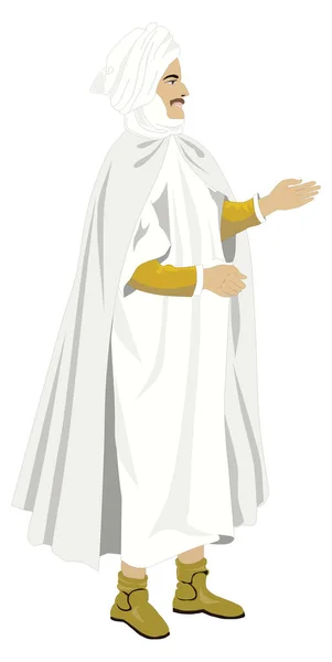 Hombre Algeriano Ropa Tradicional Vector Ilustración Fondo Transparente — Vector de stock