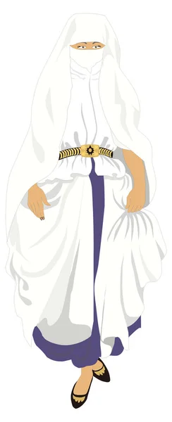 Mujer Algeriana Niña Ropa Tradicional Vector Ilustración Fondo Transparente — Vector de stock