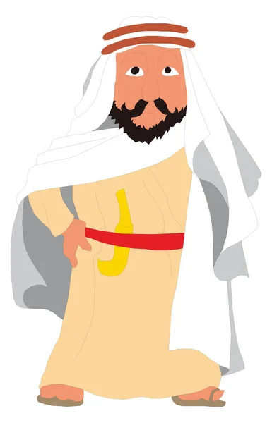 Árabe Homem Personagem Tradicional Vestuário Vetor Ilustração Transparente Fundo — Vetor de Stock