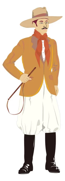 Argentina Man Traditional Clothing Vector Illustration Transparent Background — Stock Vector