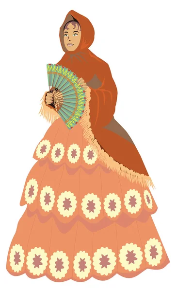 Argentine Femme Fille Vêtements Traditionnels Vecteur Illustration Fond Transparent — Image vectorielle