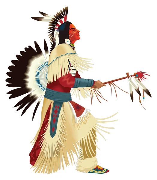 Indischer Mann Tanz Tänzer Traditionelle Kleidung Vektor Abbildung Transparenten Hintergrund — Stockvektor