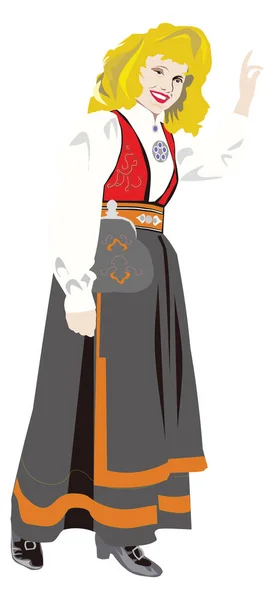 Norway Norwegian Девушка Традиционная Одежда Вектор Иллюстрация Прозрачный Фон — стоковый вектор