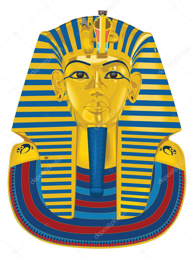 tutankhamun great golden death mask egypt travel vector illustration transparent background