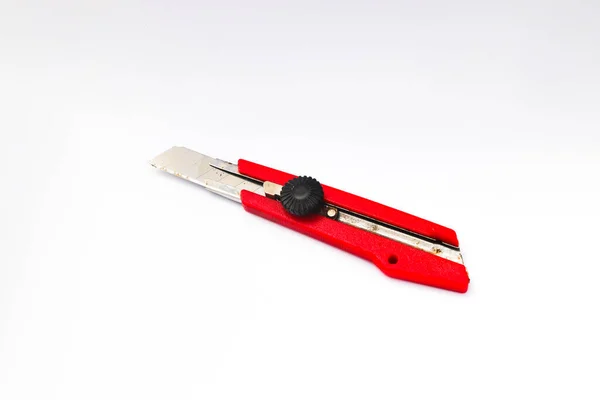 Red Cutter Knife Geïsoleerd Witte Achtergrond Stockfoto — Stockfoto