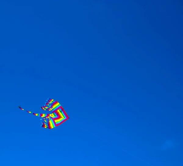 Mavi gökyüzünde bir renk uçurtması