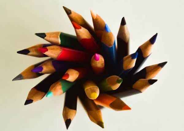 Nombreux Crayons Couleur Forme Spirale — Photo