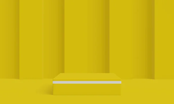 Жовтий Білий Подіум Геометричний Стенд Продукту Ілюстрація — стокове фото