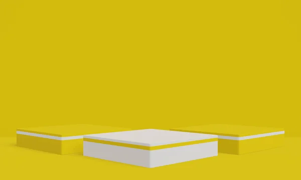 Желтый Белый Подиум Геометрический Стенд Иллюстрация — стоковое фото