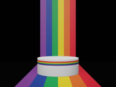 Üç boyutlu illüstrasyon. Gökkuşağı LGBTQ + stand.