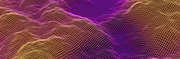 Gradient Topografiskt Bergsnät Wireframe — Stockfoto