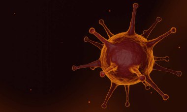 3 boyutlu görüntüleme. Mikroskobik Covid-19 virüsü. Dünya salgını.