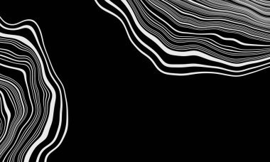 3 boyutlu görüntüleme. Soyut siyah ve beyaz dağ hatları. Topografik arazi.