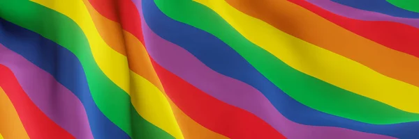 Візуалізація Хвилястий Веселковий Прапор Колір Lgbtq — стокове фото