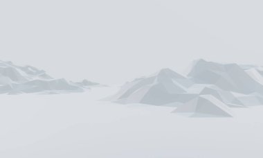 3D alçak çokgen buz dağı.