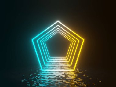 3D gradyan parlayan neon çerçeve