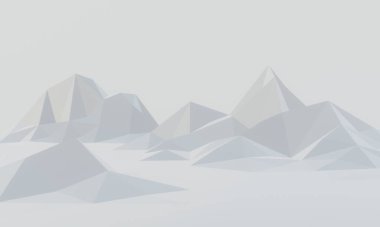 3D alçak çokgen buz dağı.