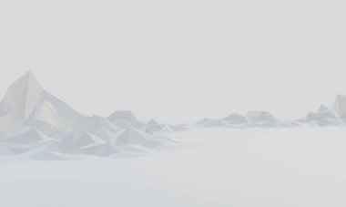 3D alçak çokgen buz dağı.