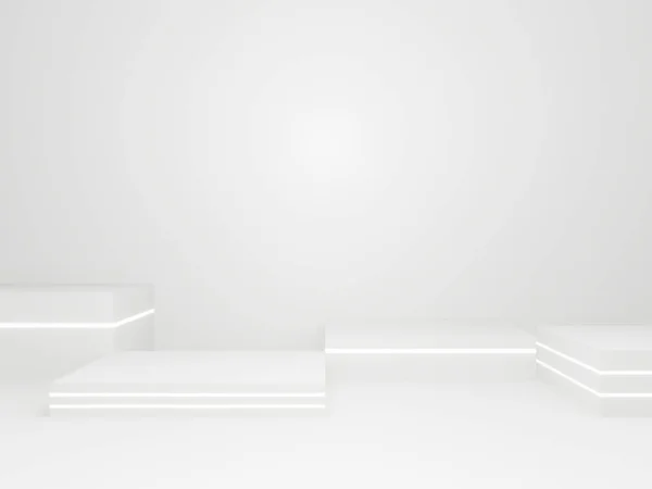 3Dレンダリング白い幾何学的なステージ — ストック写真
