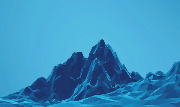 Vykreslený Nízký Polygonový Topografický Terén Blue Rock Mountain — Stock fotografie