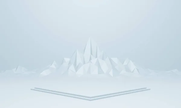 Rendered Stand White Low Polygon Ice Mountain — Stock Photo, Image